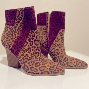 Suede leopard print booties